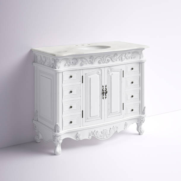 LessCare 43'' Granite Single Vanity Top with Sink and 3 Faucet Holes